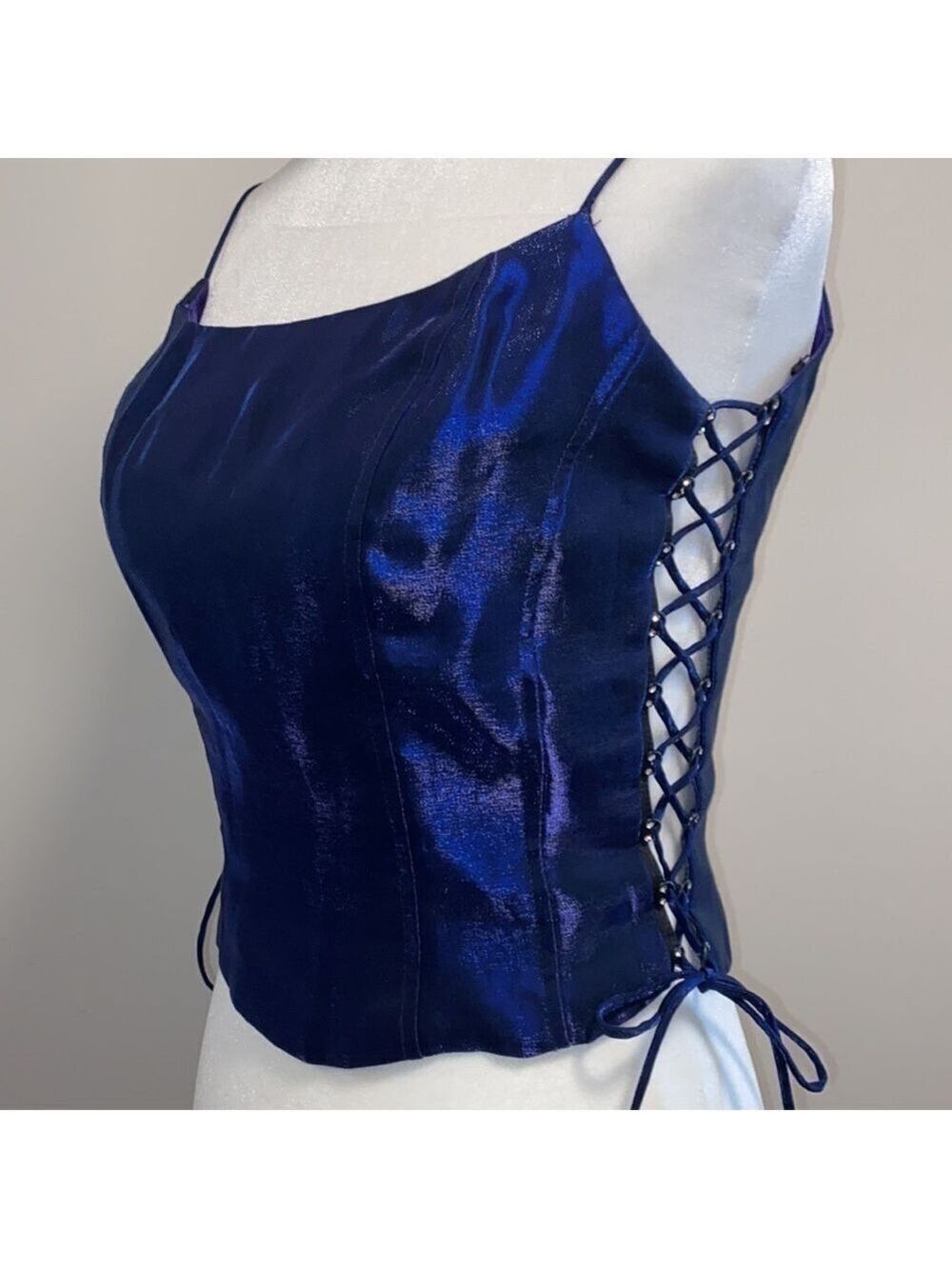 Vintage Dave & Johnny corset lace up shimmer top